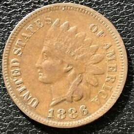【極美品/品質保証書付】 アンティークコイン 硬貨 1886 Indian Head Cent 1c Type 1 One Penny Better Grade Nice XF #16015 [送料無料] #oof-wr-3297-1006