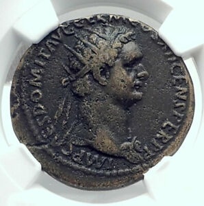 【極美品/品質保証書付】 アンティークコイン コイン 金貨 銀貨 [送料無料] DOMITIAN Authentic Ancient 86AD Rome Dupondius Roman Coin VIRTUS NGC i79205：金銀プラチナ ワールドリソース