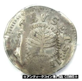 【極美品/品質保証書付】 アンティークコイン 硬貨 1652 Massachusetts Pine Tree Large Shilling 1S - PCGS VF Details - Rare Coin! [送料無料] #oct-wr-3358-517