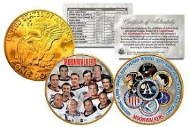 【極美品/品質保証書付】 アンティークコイン コイン 金貨 銀貨 [送料無料] MOONWALKERS Apollo NASA Astronauts IKE Dollars 2-Coin Set 24K Gold Plated SPACE