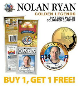 【極美品/品質保証書付】 アンティークコイン コイン 金貨 銀貨 [送料無料] NOLAN RYAN Golden Legends 24K Gold Plated TEXAS State Quarter US Coin - BOGO