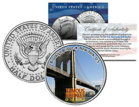 【極美品/品質保証書付】 アンティークコイン 硬貨 BROOKLYN BRIDGE * Famous Bridges * Colorized JFK Half Dollar U.S. Coin New York [送料無料] #ocf-wr-3365-1846