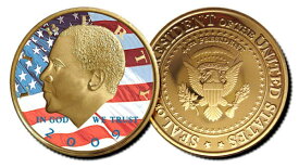 【極美品/品質保証書付】 アンティークコイン コイン 金貨 銀貨 [送料無料] Lot of 2 BARACK OBAMA 2009 Commemorative Coin 24K Gold Plated plus 44-Card Set