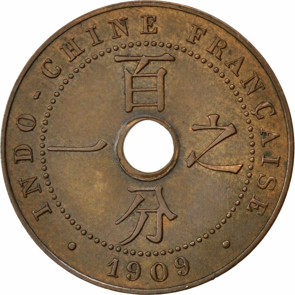 アンティークコイン コイン 金貨 銀貨 [送料無料] [#84447] FRENCH INDO-CHINA Cent 1909 Paris KM #12.1 AU(55-58) Bronze 26のサムネイル