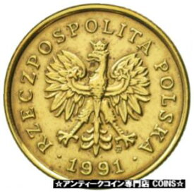 【極美品/品質保証書付】 アンティークコイン コイン 金貨 銀貨 [送料無料] [#433698] Coin, Poland, 5 Groszy, 1991, Warsaw, AU(50-53), Brass, KM:278