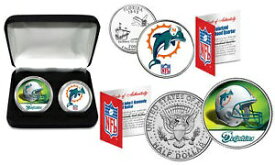 【極美品/品質保証書付】 アンティークコイン コイン 金貨 銀貨 [送料無料] MIAMI DOLPHINS Officially Licensed NFL 2-COIN U.S. SET w/ Deluxe Display Box