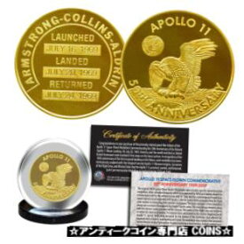 【極美品/品質保証書付】 アンティークコイン 金貨 Apollo 11 50th Anniv Commemorative NASA Space Medallion 1.25" Coin 24K GOLD Clad [送料無料] #gcf-wr-3426-410