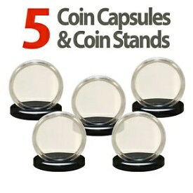 【極美品/品質保証書付】 アンティークコイン 硬貨 5 Coin Capsules & 5 Coin Stands for JFK HALF DOLLARS Direct Fit Airtight 30.6mm [送料無料] #ocf-wr-3427-334