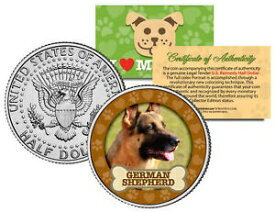 【極美品/品質保証書付】 アンティークコイン 硬貨 GERMAN SHEPHERD Dog JFK Kennedy Half Dollar US Colorized Coin [送料無料] #ocf-wr-3427-609
