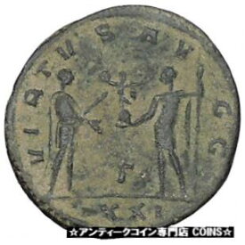 【極美品/品質保証書付】 アンティークコイン コイン 金貨 銀貨 [送料無料] Carinus receives Victory from his father Carus Antioch Ancient Roman Coin i46996