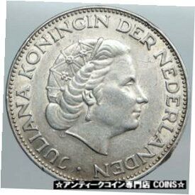 【極美品/品質保証書付】 アンティークコイン コイン 金貨 銀貨 [送料無料] 1961 Netherlands Kingdom Queen JULIANA Vintage Silver 2 1/2 Gulden Coin i89016