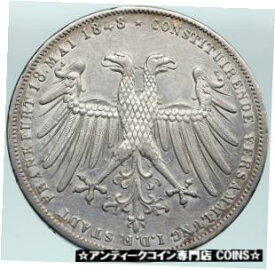 【極美品/品質保証書付】 アンティークコイン コイン 金貨 銀貨 [送料無料] 1848 GERMAN STATES FRANKFURT Archduke JOHN of Austria Silver 2 Glden Coin i87531