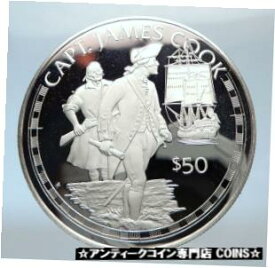 【極美品/品質保証書付】 アンティークコイン コイン 金貨 銀貨 [送料無料] 1988 COOK ISLANDS w Captain James Cook Portuguese Antique Silver $50 Coin i73814