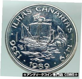 【極美品/品質保証書付】 アンティークコイン コイン 金貨 銀貨 [送料無料] 1989 PORTUGAL Period of CANARY ISLANDS Vintage Proof Silver 100 ESC Coin i84831
