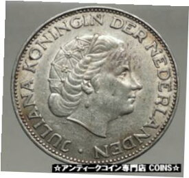 【極美品/品質保証書付】 アンティークコイン 銀貨 1961 Netherlands Kingdom Queen JULIANA Authentic Silver 2 1/2 Gulden Coin i56605 [送料無料] #scf-wr-3441-393