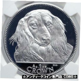 【極美品/品質保証書付】 アンティークコイン コイン 金貨 銀貨 [送料無料] 1993 GIBRALTAR UK Elizabeth II DACHSHUND DOGS Silver Proof Crown Coin NGC i89248
