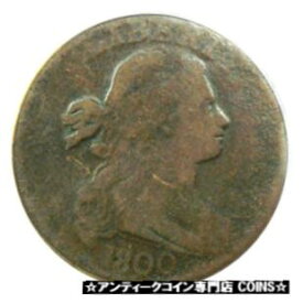 【極美品/品質保証書付】 アンティークコイン コイン 金貨 銀貨 [送料無料] 1800/1798 Draped Bust Large Cent 1C Coin S-190 - ANACS VG10 - Rare Overdate!