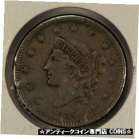 【極美品/品質保証書付】 アンティークコイン コイン 金貨 銀貨 [送料無料] 1838 1c Coronet Head Large Cent - Mid-Grade Coin - SKU-Y2589
