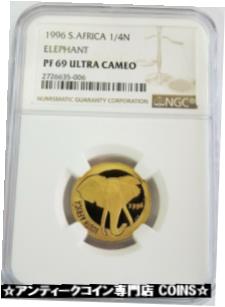 アンティークコイン コイン 金貨 銀貨 [送料無料] 1996 GOLD SOUTH AFRICA PROOF 1/4 OZ NATURA ELEPHANT COIN NGC PF 69UC