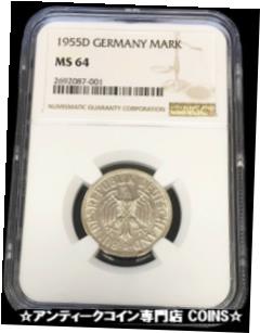 アンティークコイン コイン 金貨 銀貨 [送料無料] 1955 D GERMANY FEDERAL REPUBLIC MARK COIN NGC MINT STATE 64のサムネイル