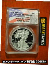 【極美品/品質保証書付】 アンティークコイン コイン 金貨 銀貨 [送料無料] 2016 W PROOF SILVER EAGLE ANACS PR70 FLAG FROM REAGAN COIN AND CHRONICLES SET
