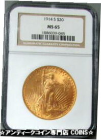 【極美品/品質保証書付】 アンティークコイン 金貨 1914 S GOLD $20 SAINT GAUDENS DOUBLE EAGLE COIN NGC MINT STATE 65 [送料無料] #gct-wr-3598-311