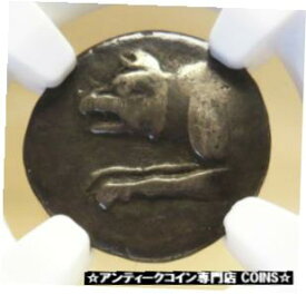 【極美品/品質保証書付】 アンティークコイン コイン 金貨 銀貨 [送料無料] 125 BC SILVER ARGOLIS, ARGOS TRIOBOL (HEMIDRACHM) WOLF COIN NGC FINE