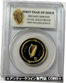 【極美品/品質保証書付】 アンティークコイン コイン 金貨 銀貨 [送料無料] 2008 GOLD IRELAND 100 EURO PCGS PROOF 1/2 OZ ANTARCTICA EXPEDITION COIN