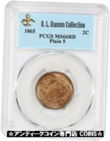 【極美品/品質保証書付】 アンティークコイン 硬貨 1865 2c PCGS MS66 RD (Plain 5) ex: D.L. Hansen - Gorgeous Red Gem - 2-Cent Piece [送料無料] #oot-wr-3607-1384