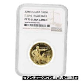 【極美品/品質保証書付】 アンティークコイン コイン 金貨 銀貨 [送料無料] 2008 Canada Fleuve Fraser River $100 Proof Gold Coin NGC PF 70 UCAM AGW .225 oz