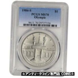 【極美品/品質保証書付】 アンティークコイン コイン 金貨 銀貨 [送料無料] 1984-S US Olympic Commemorative BU Silver Dollar - PCGS MS70