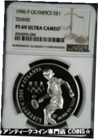 【極美品/品質保証書付】 アンティークコイン コイン 金貨 銀貨 [送料無料] 1996-P OLYMPICS TENNIS SILVER PROOF $1 NGC PF69 ULTRA CAMEO