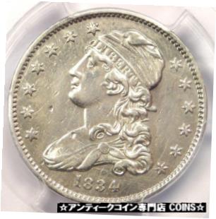 アンティークコイン コイン 金貨 銀貨 [送料無料] 1834 Capped Bust Quarter 25C - PCGS AU Details - Rare Early Date Coin in AU!のサムネイル