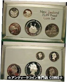 【極美品/品質保証書付】 アンティークコイン コイン 金貨 銀貨 [送料無料] 1989 New Zealand 5 coin Proof set w/Silver$1-Sports/Animals,Ship Nice