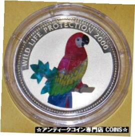 【極美品/品質保証書付】 アンティークコイン コイン 金貨 銀貨 [送料無料] 2000 Congo Large Silver Color Hologram Proof 10 fr Amazon Parrot