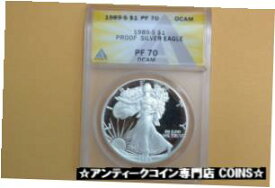 【極美品/品質保証書付】 アンティークコイン コイン 金貨 銀貨 [送料無料] 1989 S PROOF SILVER EAGLE ANACS PF70 DCAM