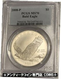 【極美品/品質保証書付】 アンティークコイン コイン 金貨 銀貨 [送料無料] 2008-P Bald Eagle Endangered Species Act Commemorative Silver Dollar PCGS MS70