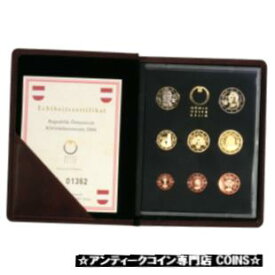 【極美品/品質保証書付】 アンティークコイン コイン 金貨 銀貨 [送料無料] Austria 8 Coin Proof Set Euro 2004 Leather Case Box & COA