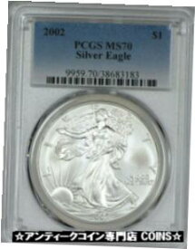 【極美品/品質保証書付】 アンティークコイン コイン 金貨 銀貨 [送料無料] 2002 $1 Silver Eagle PCGS MS70 Blue Label