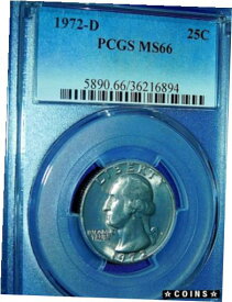 【極美品/品質保証書付】 アンティークコイン コイン 金貨 銀貨 [送料無料] 1972-D 25C Washington Quarter-PCGS MS66--435-1