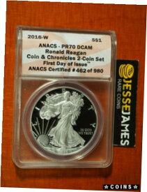 2016 W プルーフ シルバー イーグル ANACS PR70 DCAM FDI レーガン コイン & クロニクル セットより2016 W PROOF SILVER EAGLE ANACS PR70 DCAM FDI FROM REAGAN COIN & CHRONICLES SET