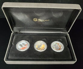 【極美品/品質保証書付】 アンティークコイン コイン 金貨 銀貨 [送料無料] 2013 Australian Outback Colorized Silver 3 Coin Collection 999 silver COA Perth