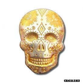 【極美品/品質保証書付】 アンティークコイン コイン 金貨 銀貨 [送料無料] Limited Edition 2 oz Silver 24K Gold Day Of The Dead Sunflower Skull Bar W/COA