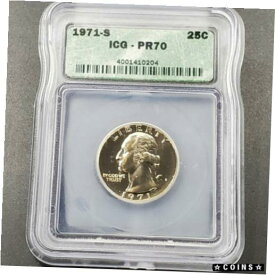 【極美品/品質保証書付】 アンティークコイン コイン 金貨 銀貨 [送料無料] 1971 S 25C Washington Quarter Clad Coin ICG PR70 Perfect Grade Proof Gem