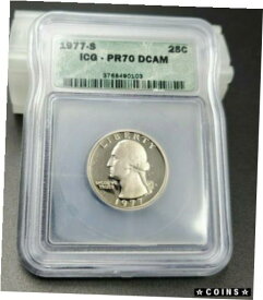 【極美品/品質保証書付】 アンティークコイン コイン 金貨 銀貨 [送料無料] 1977 S 25C Washington Quarter Proof Clad Coin ICG PR70 No Toning DCAM Deep Cameo