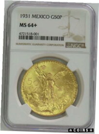 【極美品/品質保証書付】 アンティークコイン 金貨 1931 GOLD MEXICO 50 PESOS NGC MINT STATE 64+ [送料無料] #got-wr-3859-11
