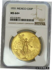 【極美品/品質保証書付】 アンティークコイン 金貨 1931 GOLD MEXICO 50 PESOS NGC MINT STATE 64+ [送料無料] #got-wr-3859-155