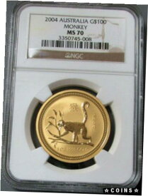 【極美品/品質保証書付】 アンティークコイン 金貨 2004 GOLD AUSTRALIA $100 LUNAR YEAR OF THE MONKEY 1 OZ COIN NGC MINT STATE 70 [送料無料] #gct-wr-3859-591