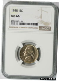 【極美品/品質保証書付】 アンティークコイン コイン 金貨 銀貨 [送料無料] 1958 Jefferson Nickel 5C MS 66 NGC