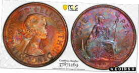 【極美品/品質保証書付】 アンティークコイン コイン 金貨 銀貨 [送料無料] 1967 GREAT BRITAIN PENNY S-4157 PCGS GENUINE UNC DETAIL QUEST. COLOR BEAUTIFUL